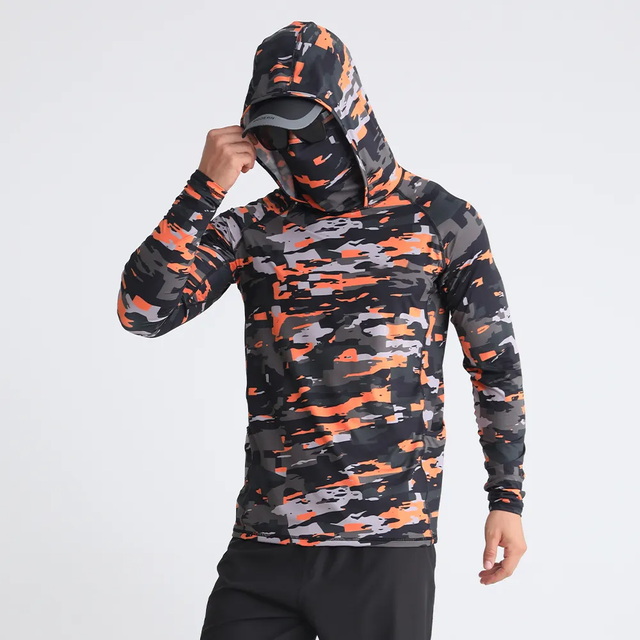 Customized Camo Face Protection Hoodie Outdoor Series Quick Drying Design Fishing Set Sunscreen Long Sleeve Fishing Wear Shirt