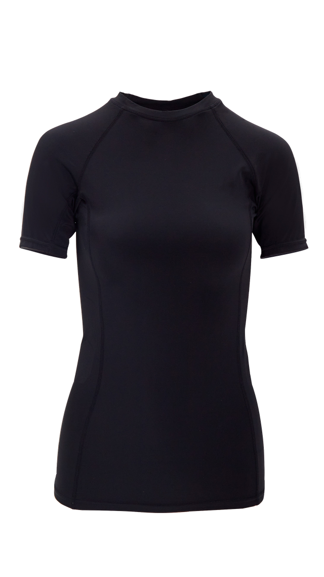 Womens SS Fitted Rash Guards Black